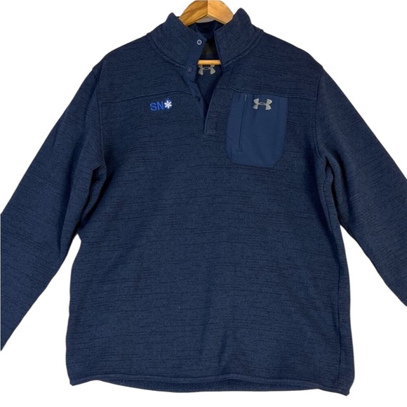 Under Armour Specialist Henley 2.0 Pullover Snap Neck Sweater Jacket Men XL Blue - Picture 1 of 9